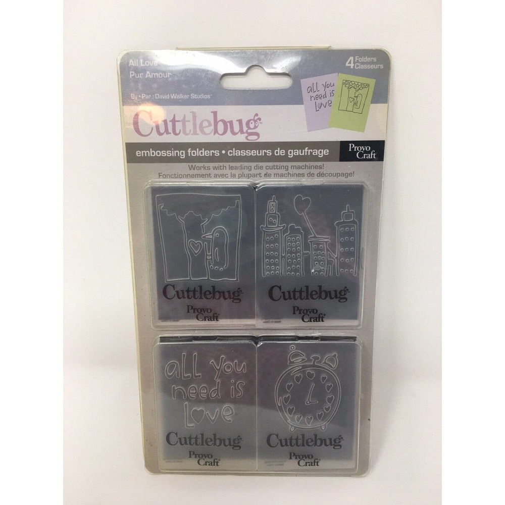 NEW Cuttlebug Embossing Folders ALL LOVE 4pc Clock, High-rises, Bird Provo Craft